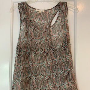 Multicolored chiffon tank top, size large